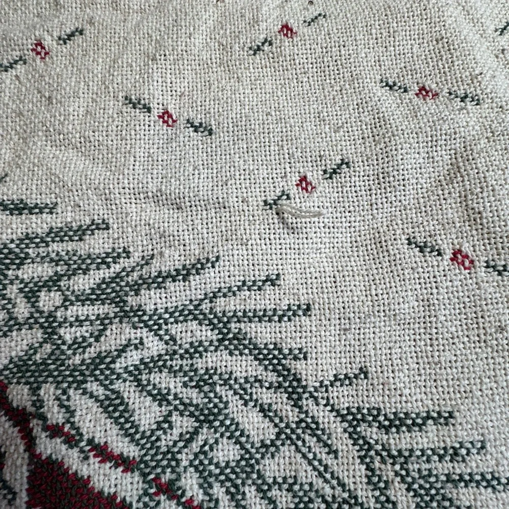 Vintage‎ Christmas Santa Claus Tapestry Throw Blanket Fringe 64x48 Red Green
